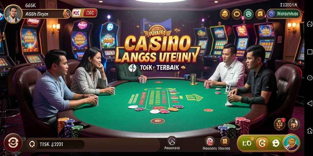 Screenshot gameplay 66K yang menunjukkan dealer langsung dan suasana kasino.