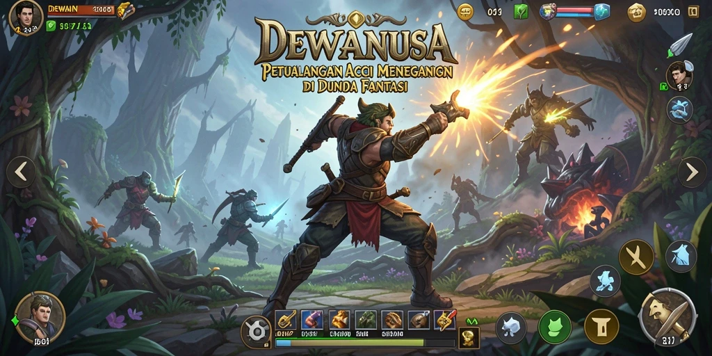 Gameplay seru DEWANUSA dengan pertempuran aksi intens.