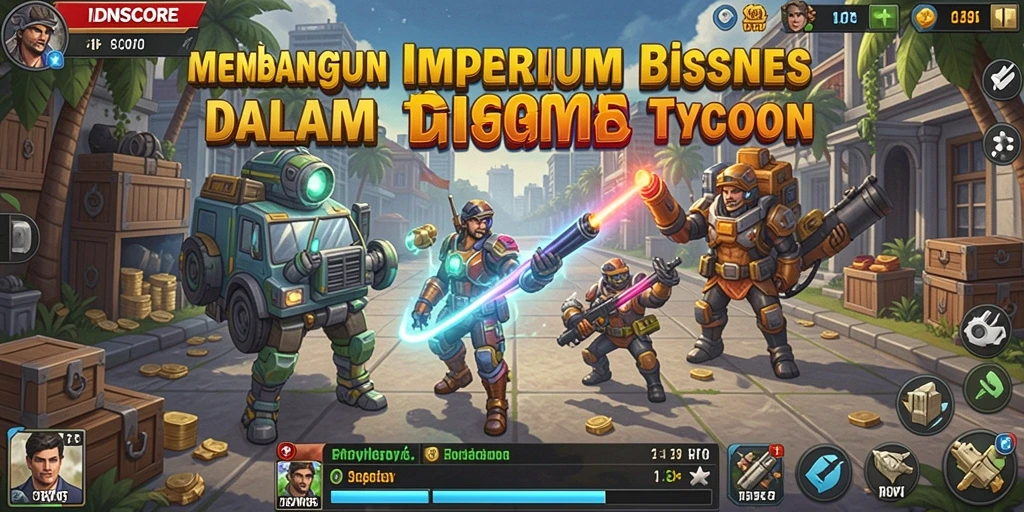 Screenshot gameplay IDNSCORE menampilkan bisnis yang sedang dikelola pemain.