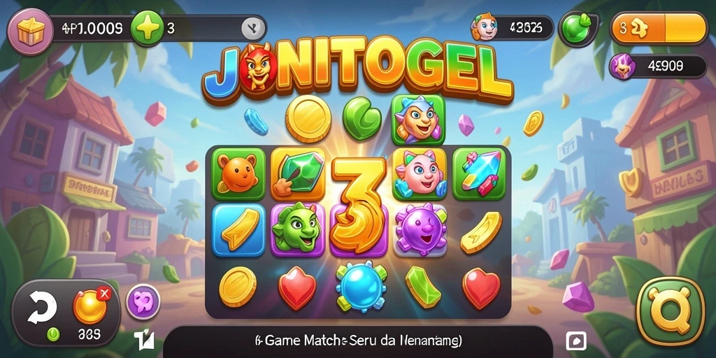 Tangkapan layar gameplay JONITOGEL yang menampilkan aksi Match-3 yang seru.