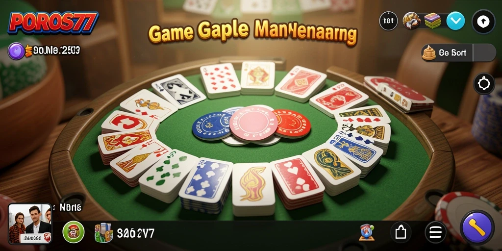 Screenshot POROS77 menampilkan pemain yang asyik bermain Gaple dengan teman.